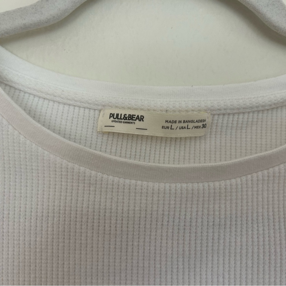 Pull&Bear Tight White Shirt Cropped Size Large